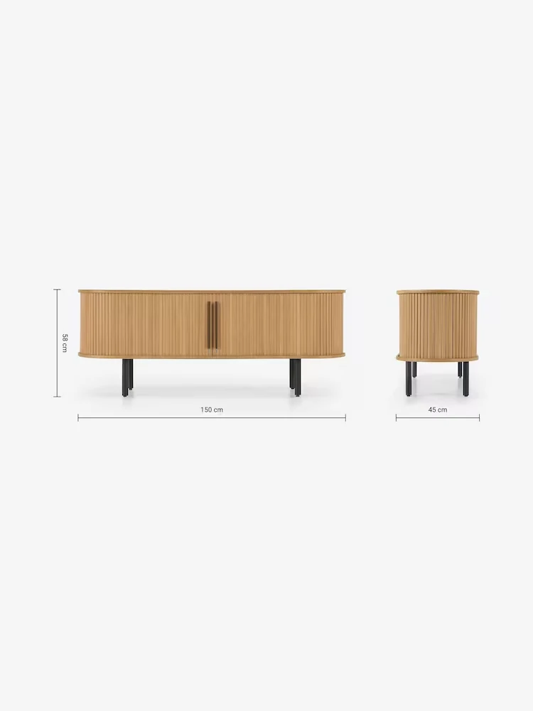 Front view of a wooden TV unit